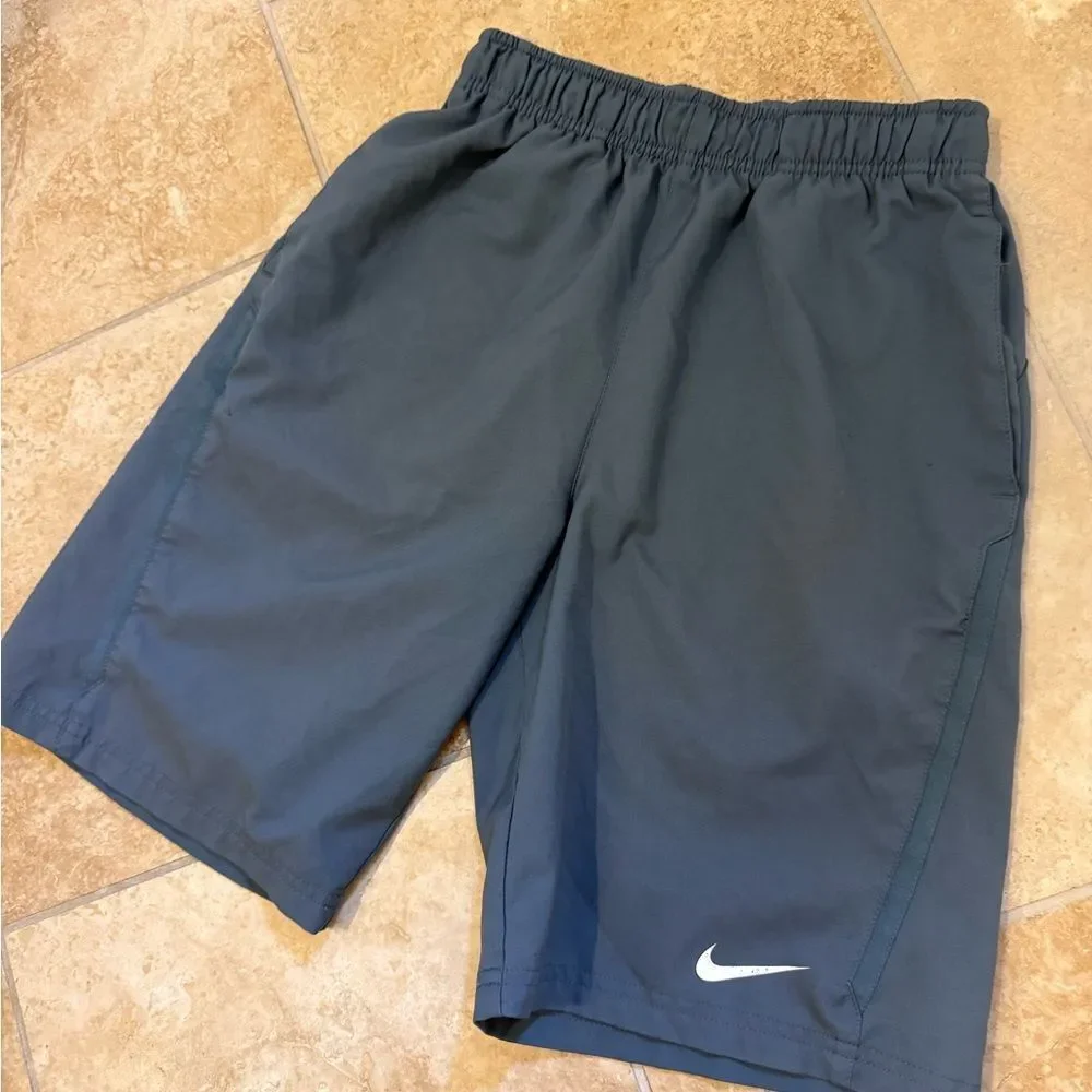 Nike Dark Blue Gym Shorts with White Swoosh